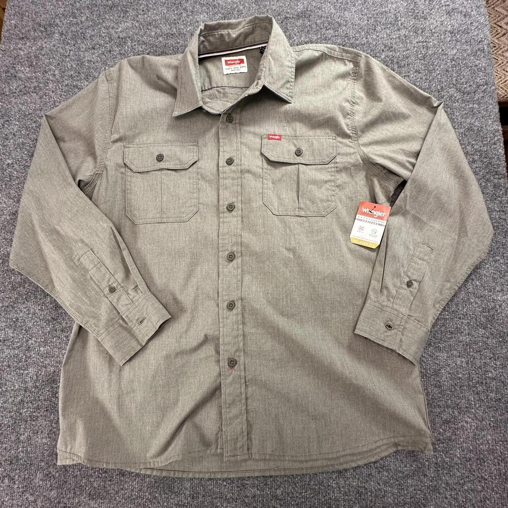 Wrangler Five Star Heritage Relaxed Fit Button Up Shirt Mens Large Gray NWT